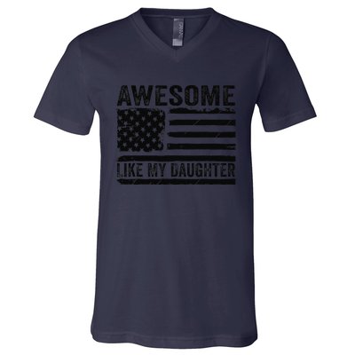 Awesome Like My Daughter Funny Fathers Day Daddy Daughter V-Neck T-Shirt