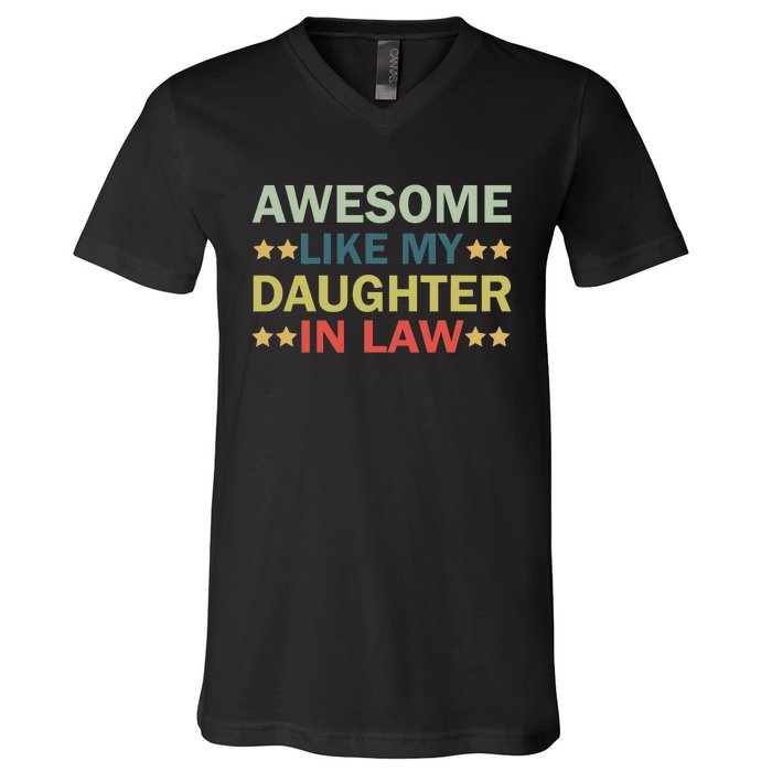 Awesome Like My Daughter In Law Family Lovers Retro Vintage V-Neck T-Shirt