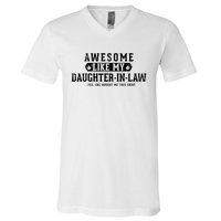 Awesome Like My Daughter In Law FatherS Day Funny Dad Joke V-Neck T-Shirt