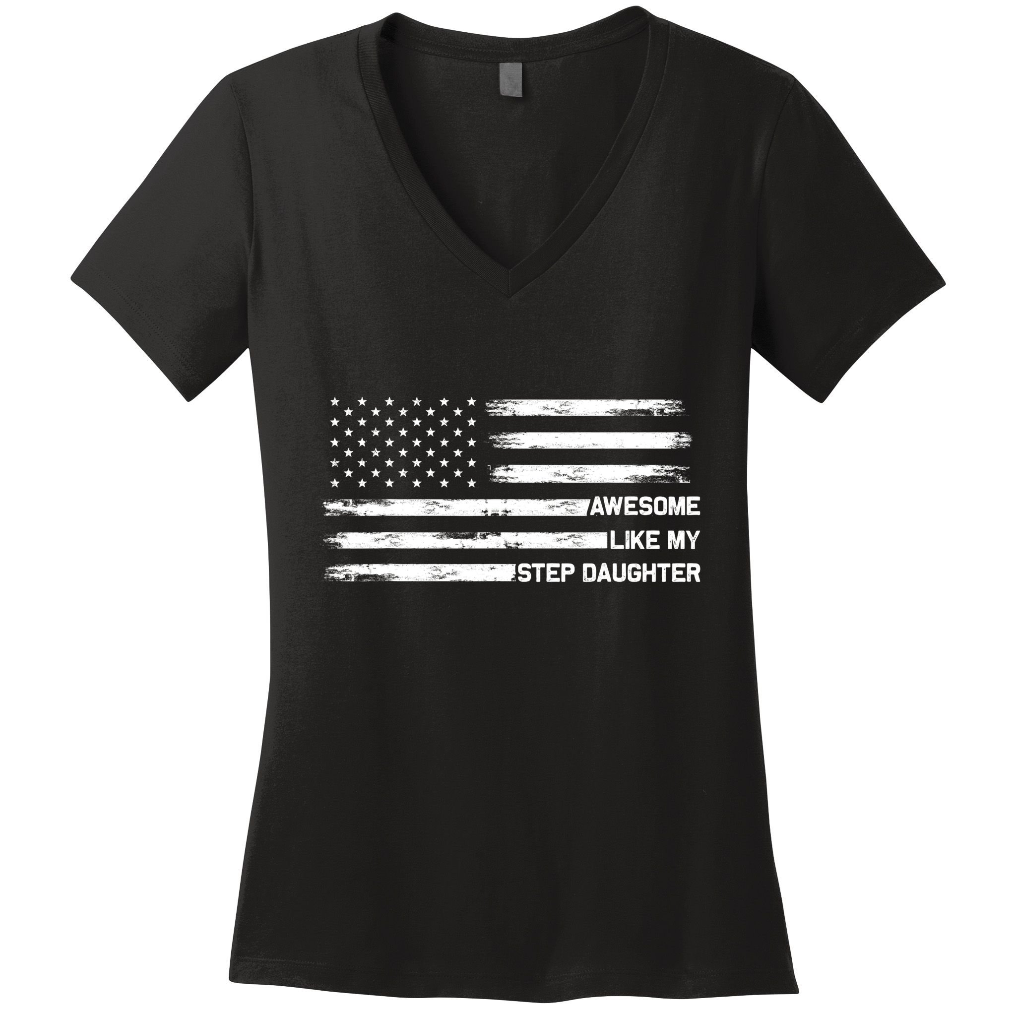 Awesome Like My Step Daughter Fathers Day Dad Joke Women's V-Neck T-Shirt