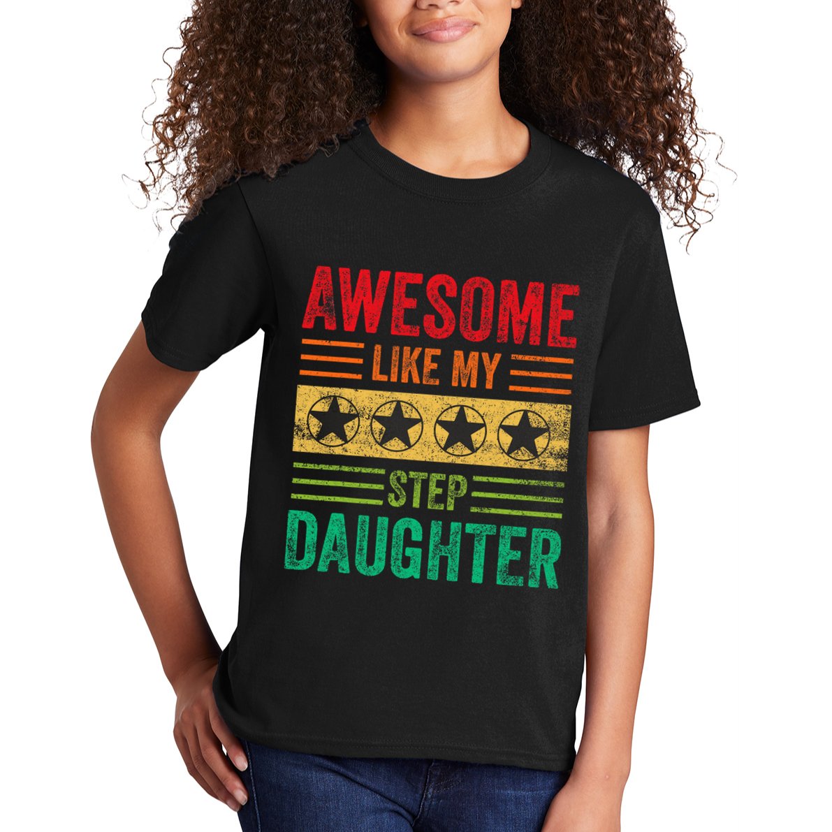 Awesome Like My Step Daughter Vintage Parents FatherS Day Kids T-Shirt