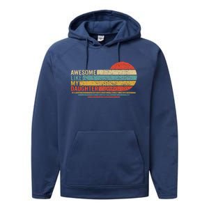 Awesome Like My Daughter Retro Man Funny Dad Fathers Day Performance Fleece Hoodie