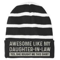 Awesome Like My Daughter In Law Yes She Bought Me This Striped Beanie with Solid Band