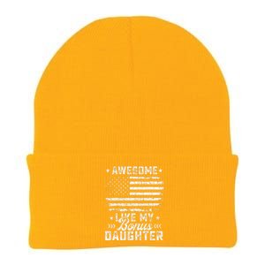 Awesome Like My Bonus Daughter Usa Flag 4th Of July Tees Knit Cap Winter Beanie