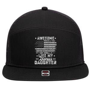 Awesome Like My Bonus Daughter Usa Flag 4th Of July Tees 7 Panel Mesh Trucker Snapback Hat