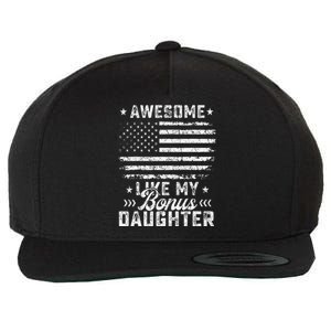 Awesome Like My Bonus Daughter Usa Flag 4th Of July Tees Wool Snapback Cap