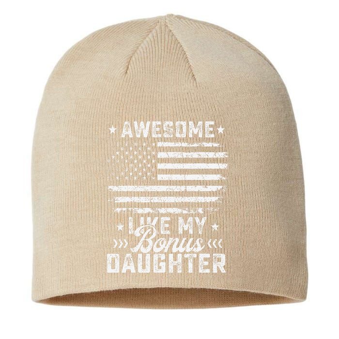 Awesome Like My Bonus Daughter Usa Flag 4th Of July Tees Sustainable Beanie