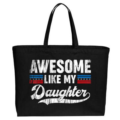 Awesome Like My Daughter Retro Men Dad Funny Fathers Cotton Canvas Jumbo Tote