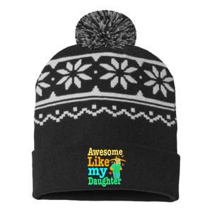 Awesome Like My Daughter Happy Dad Funny Dad USA-Made Snowflake Beanie