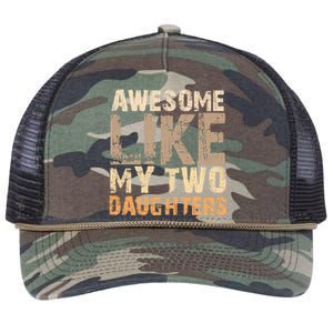 Awesome Like My Two Daughters Fathers Day Funny Dad Sayings Cute Gift Retro Rope Trucker Hat Cap