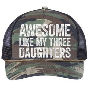 Awesome Like My Three Daughters Fathers Day Retro Rope Trucker Hat Cap