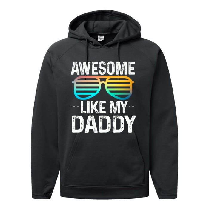 Awesome Like My Daddy Cool Sunglusses Best Parents Day Performance Fleece Hoodie