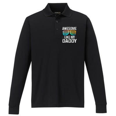 Awesome Like My Daddy Cool Sunglusses Best Parents Day Performance Long Sleeve Polo