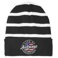 Awesome Like My Daughter Funny Dad Mother Father Day Gift Striped Beanie with Solid Band