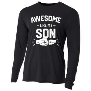 AWESOME LIKE MY SON Funny Father's Day Cooling Performance Long Sleeve Crew