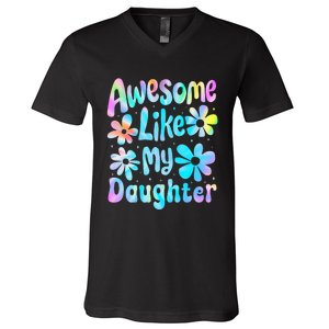 Awesome Like My Daughter Mommy Groovy Graphic MotherS Day V-Neck T-Shirt