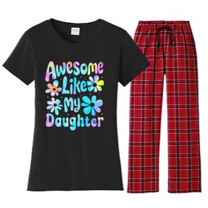 Awesome Like My Daughter Mommy Groovy Graphic MotherS Day Women's Flannel Pajama Set