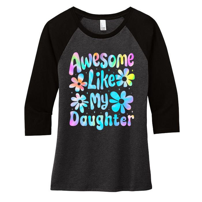 Awesome Like My Daughter Mommy Groovy Graphic MotherS Day Women's Tri-Blend 3/4-Sleeve Raglan Shirt