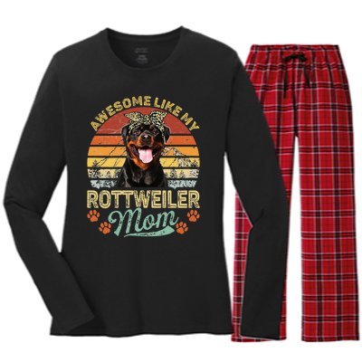 Awesome Like My Rottweiler Mom Dog Vintage Women's Long Sleeve Flannel Pajama Set 