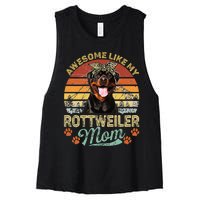 Awesome Like My Rottweiler Mom Dog Vintage Women's Racerback Cropped Tank