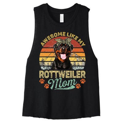 Awesome Like My Rottweiler Mom Dog Vintage Women's Racerback Cropped Tank