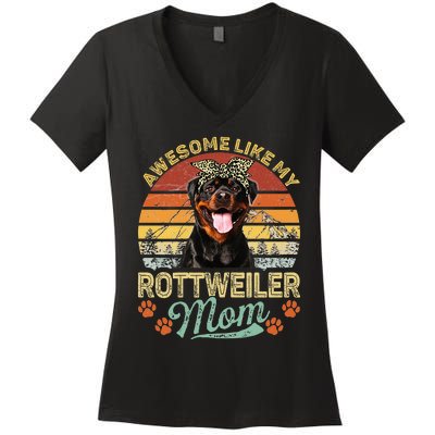 Awesome Like My Rottweiler Mom Dog Vintage Women's V-Neck T-Shirt