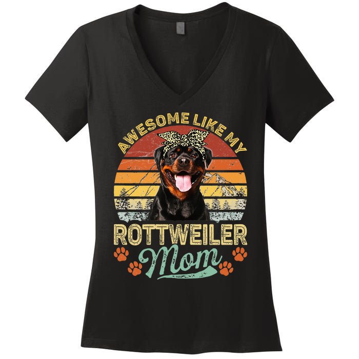 Awesome Like My Rottweiler Mom Dog Vintage Women's V-Neck T-Shirt