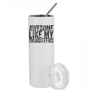 Awesome Like My Daughter Retro Men Dad Funny Fathers Stainless Steel Tumbler