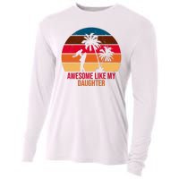 Awesome Like My Daughter Sunset Gift For Dad Cooling Performance Long Sleeve Crew