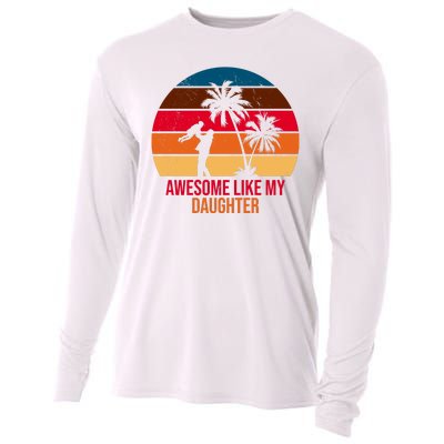 Awesome Like My Daughter Sunset Gift For Dad Cooling Performance Long Sleeve Crew