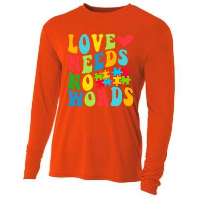 Autism Love Needs No Words Autism Awareness Gift Cooling Performance Long Sleeve Crew