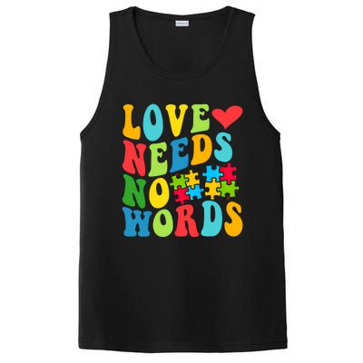 Autism Love Needs No Words Autism Awareness Gift PosiCharge Competitor Tank