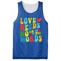 Autism Love Needs No Words Autism Awareness Gift Mesh Reversible Basketball Jersey Tank