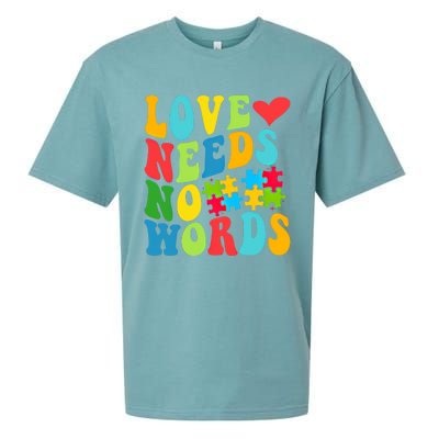 Autism Love Needs No Words Autism Awareness Gift Sueded Cloud Jersey T-Shirt