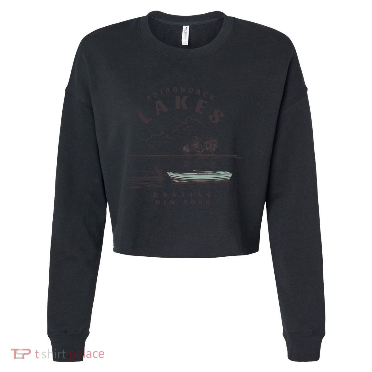 Adirondack Lakes Ny Boating Great Gift Cropped Pullover Crew