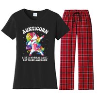 Aunticorn Like Normal Aunt But More Awesome Dabbing Unicorn Women's Flannel Pajama Set