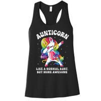 Aunticorn Like Normal Aunt But More Awesome Dabbing Unicorn Women's Racerback Tank