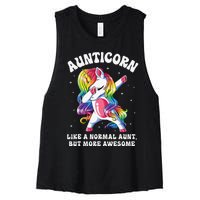 Aunticorn Like Normal Aunt But More Awesome Dabbing Unicorn Women's Racerback Cropped Tank