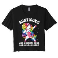 Aunticorn Like Normal Aunt But More Awesome Dabbing Unicorn Women's Crop Top Tee