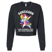 Aunticorn Like Normal Aunt But More Awesome Dabbing Unicorn Cropped Pullover Crew