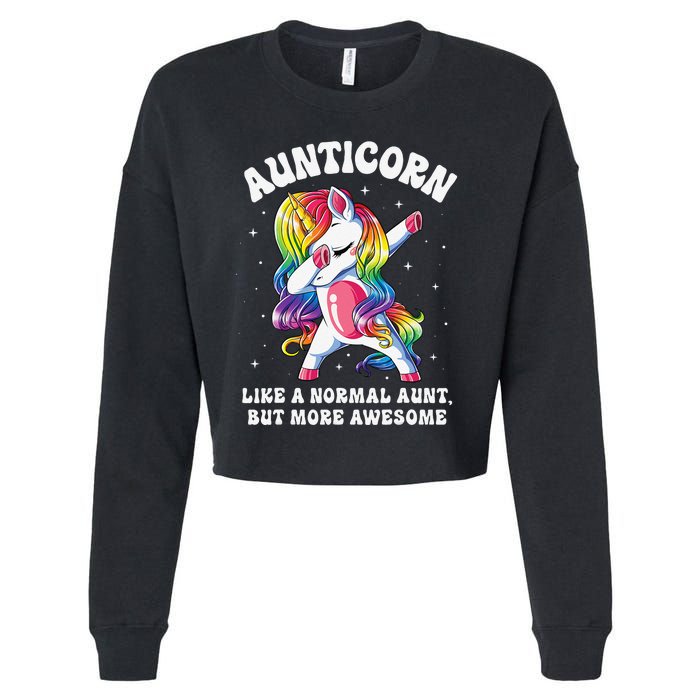 Aunticorn Like Normal Aunt But More Awesome Dabbing Unicorn Cropped Pullover Crew