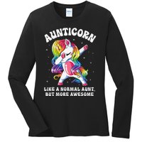 Aunticorn Like Normal Aunt But More Awesome Dabbing Unicorn Ladies Long Sleeve Shirt