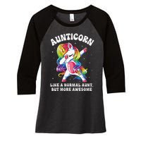 Aunticorn Like Normal Aunt But More Awesome Dabbing Unicorn Women's Tri-Blend 3/4-Sleeve Raglan Shirt