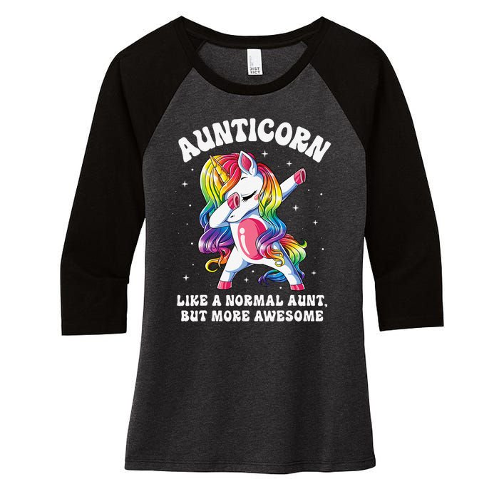 Aunticorn Like Normal Aunt But More Awesome Dabbing Unicorn Women's Tri-Blend 3/4-Sleeve Raglan Shirt