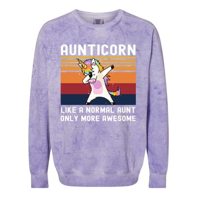 Aunticorn Like Normal Aunt But More Awesome Dabbing Unicorn Funny Gift Colorblast Crewneck Sweatshirt