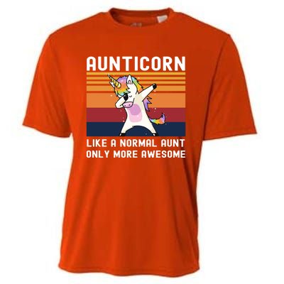 Aunticorn Like Normal Aunt But More Awesome Dabbing Unicorn Funny Gift Cooling Performance Crew T-Shirt