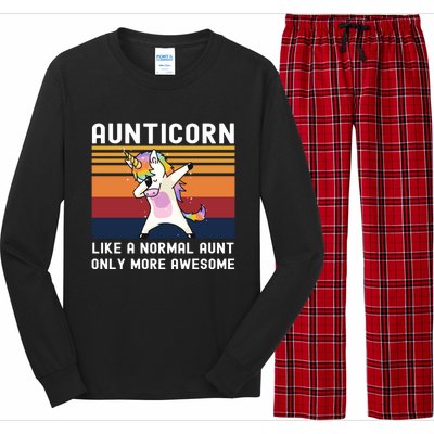 Aunticorn Like Normal Aunt But More Awesome Dabbing Unicorn Funny Gift Long Sleeve Pajama Set