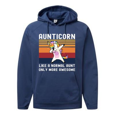 Aunticorn Like Normal Aunt But More Awesome Dabbing Unicorn Funny Gift Performance Fleece Hoodie