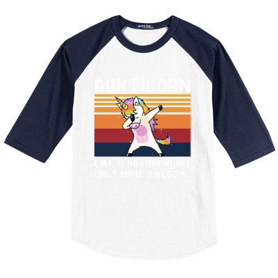 Aunticorn Like Normal Aunt But More Awesome Dabbing Unicorn Funny Gift Baseball Sleeve Shirt