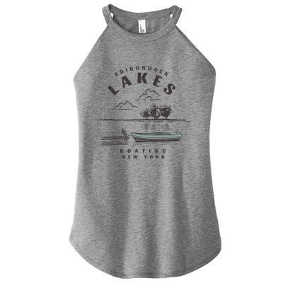 Adirondack Lakes Ny Boating Gift Women’s Perfect Tri Rocker Tank